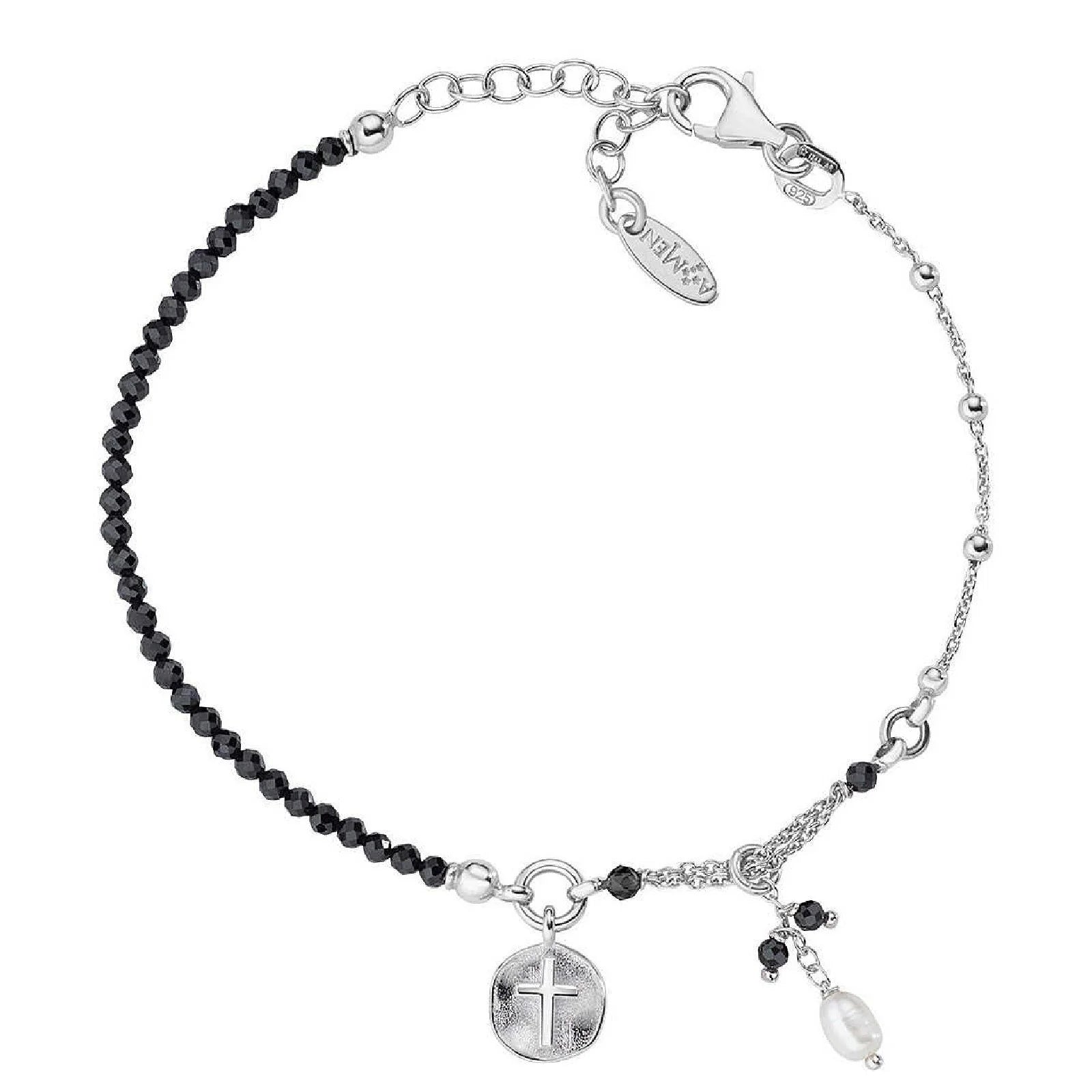 Bracciale donna Amen in argento con cristalli e perle di fiume