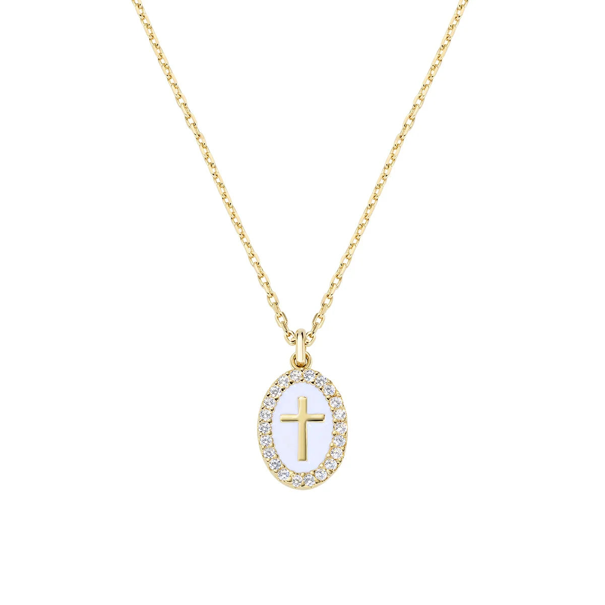 Collana donna Amen croce smaltata placcato oro 18k gold