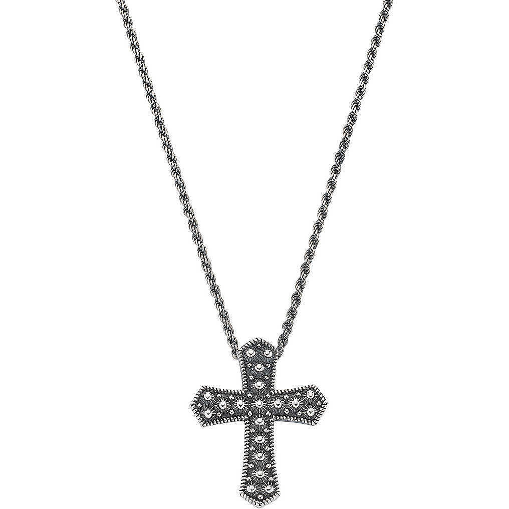 Collana uomo argento brunito Amen croce