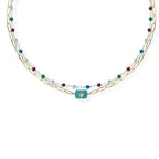 Collana donna acciaio Liu Jo con pietre  colorate 2 fili  color oro