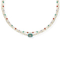 Collana donna acciaio Liu Jo con pietre  colorate 2 fili  color oro
