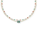Collana donna acciaio Liu Jo con pietre  colorate 2 fili  color oro