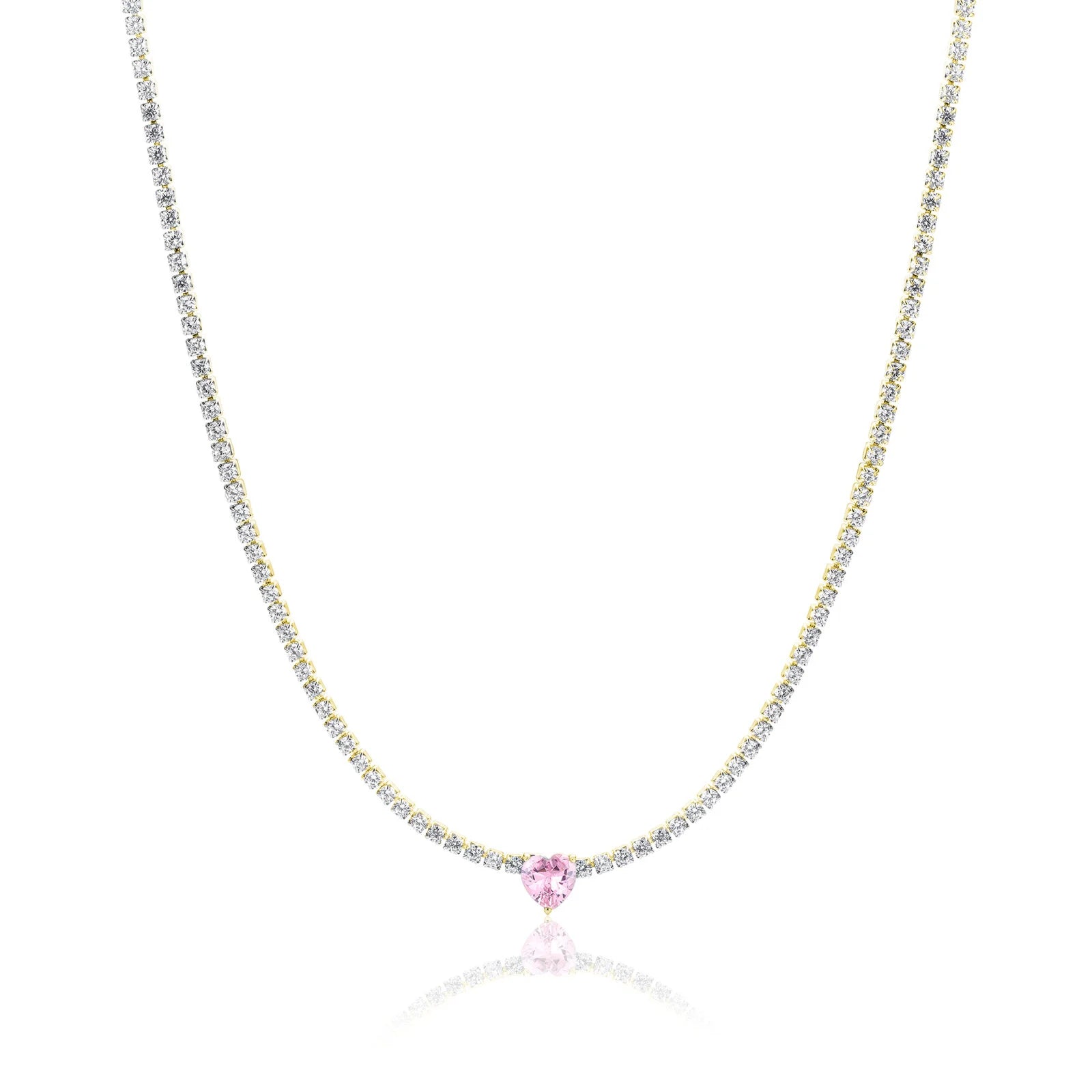 Collana donna acciaio tennis gold cuore Brand