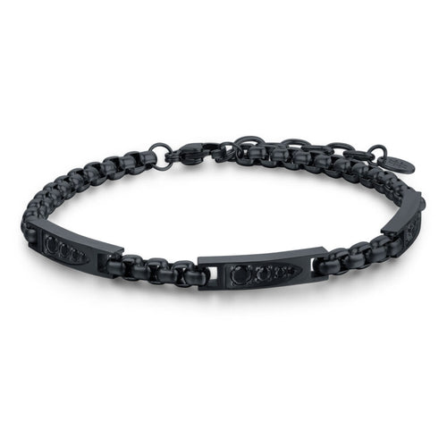 Bracciale acciaio uomo Brand brillantini 55ZBR006/N