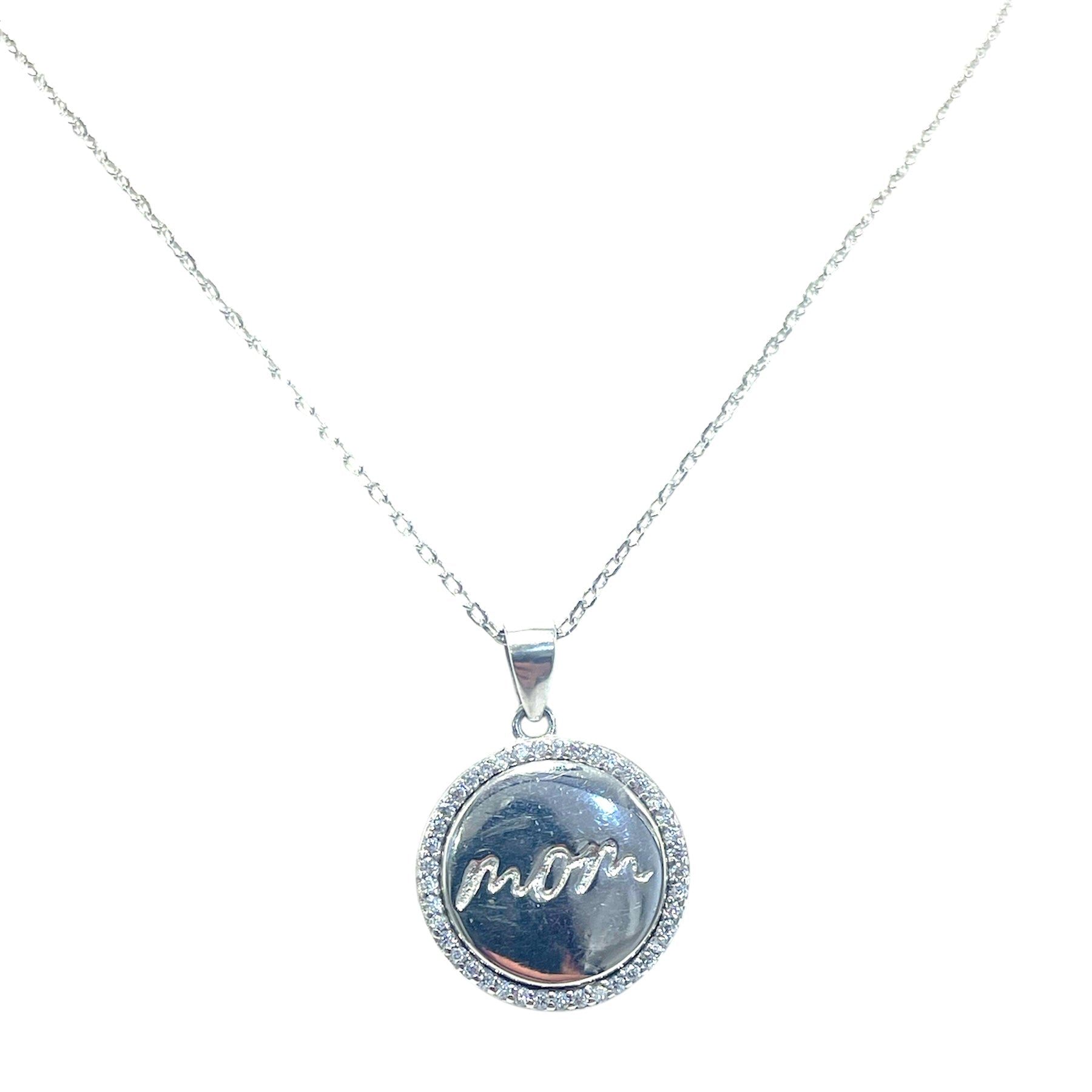 Collana Festa della Mamma  argento  Mom con dedica