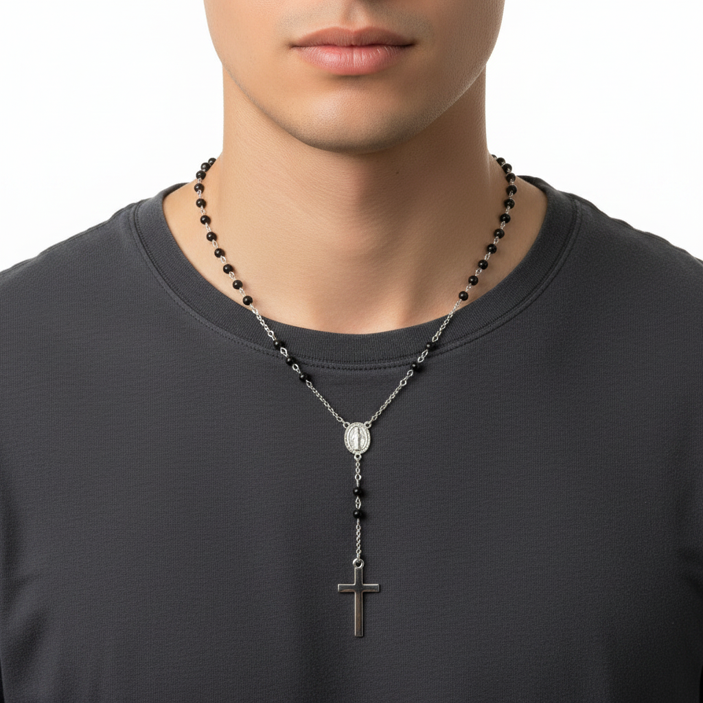 Collana uomo acciaio  Amen Rosario ACCL113