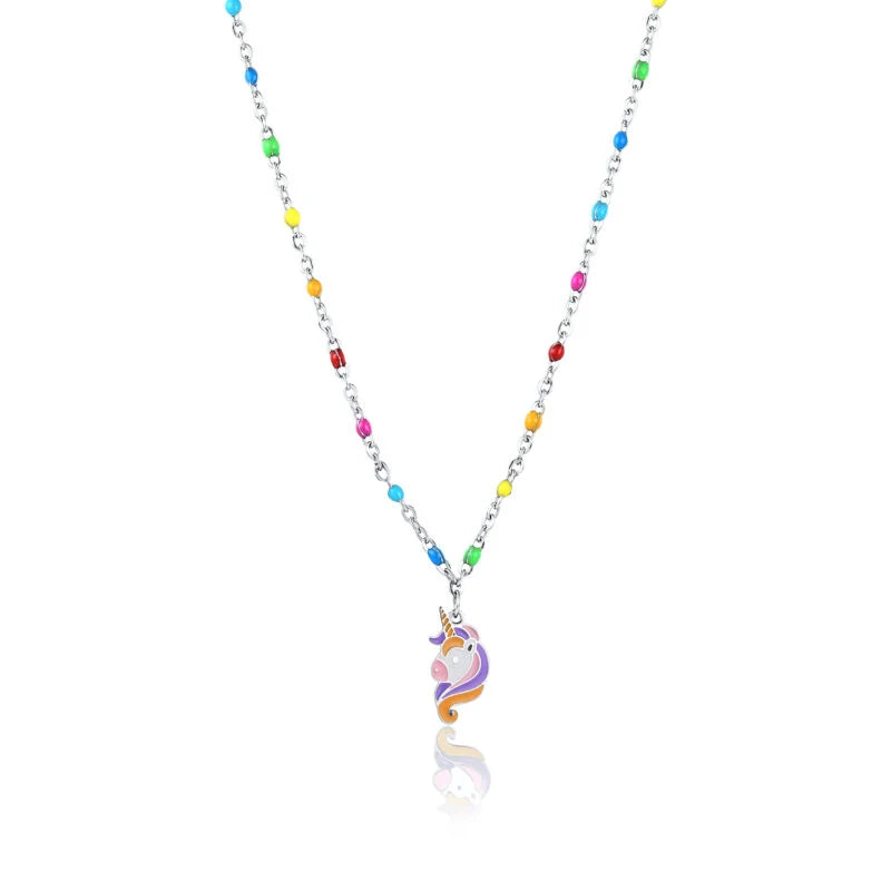 Collana bambina acciaio Brand unicorno