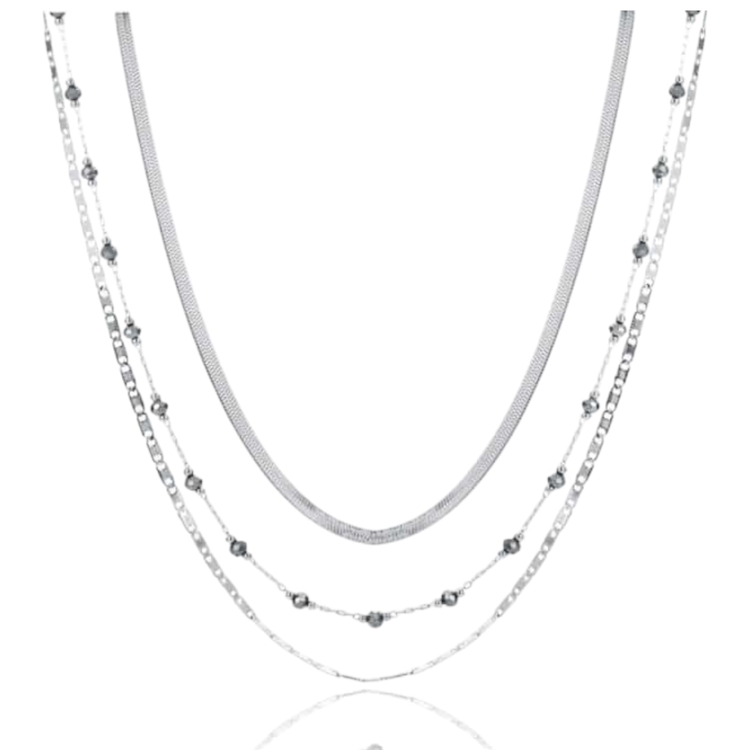 Collana donna acciaio Brand triplo filo 30NK003