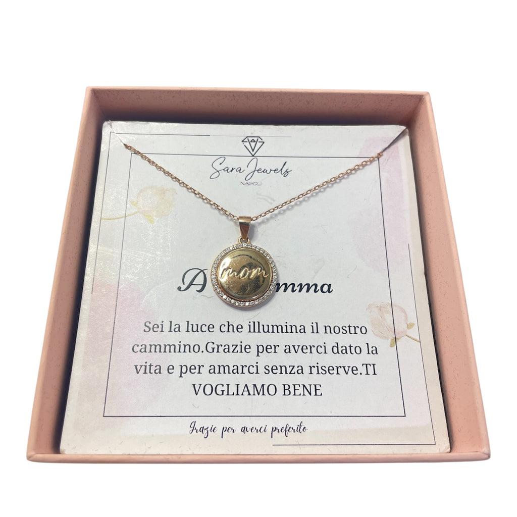 Collana Festa della Mamma  argento  Mom con dedica