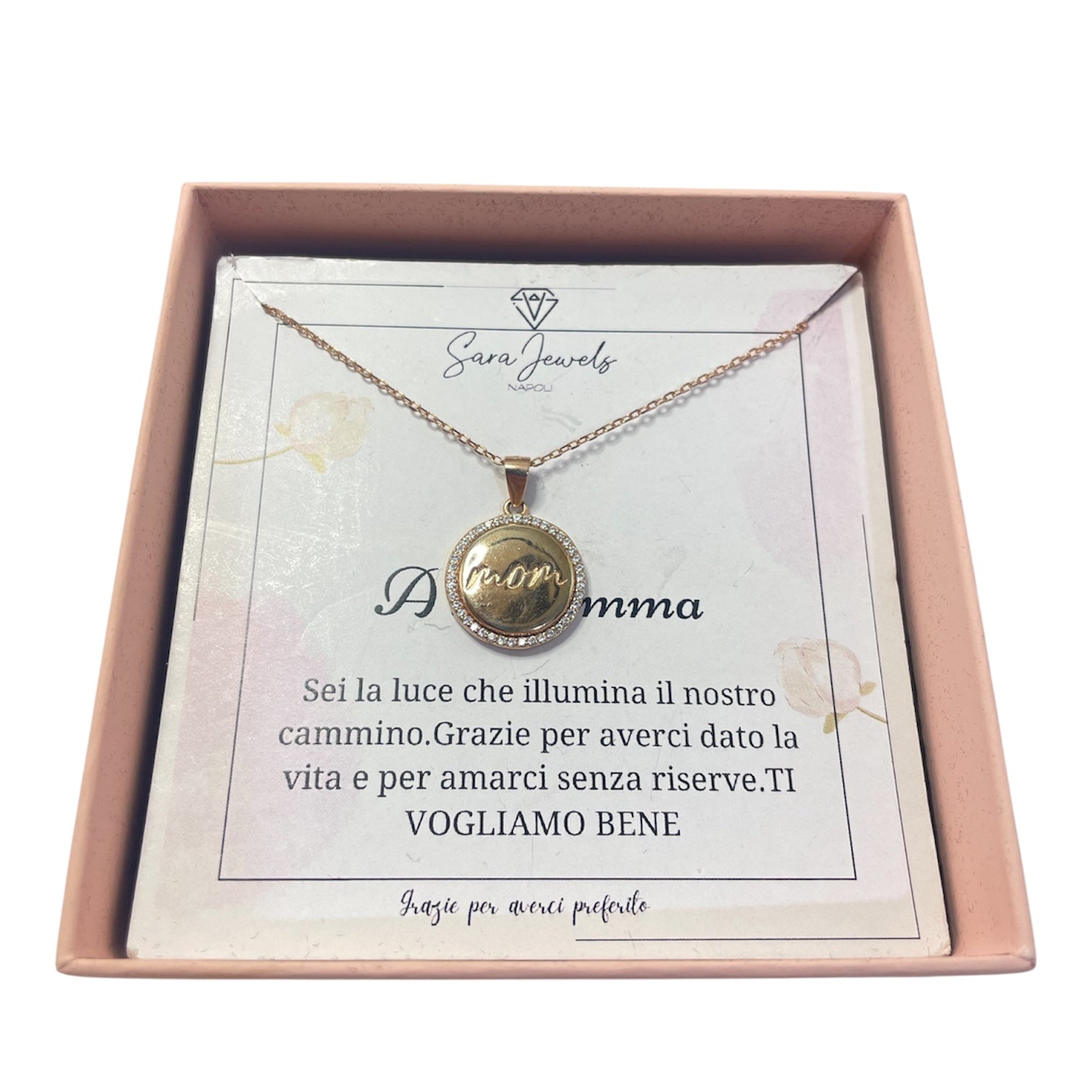 Collana Festa della Mamma  argento  Mom con dedica