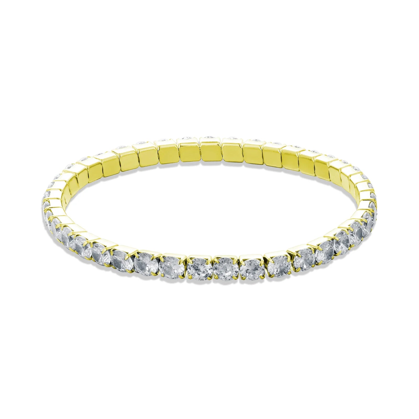 Bracciale tennis donna acciaio Brand gold elastico