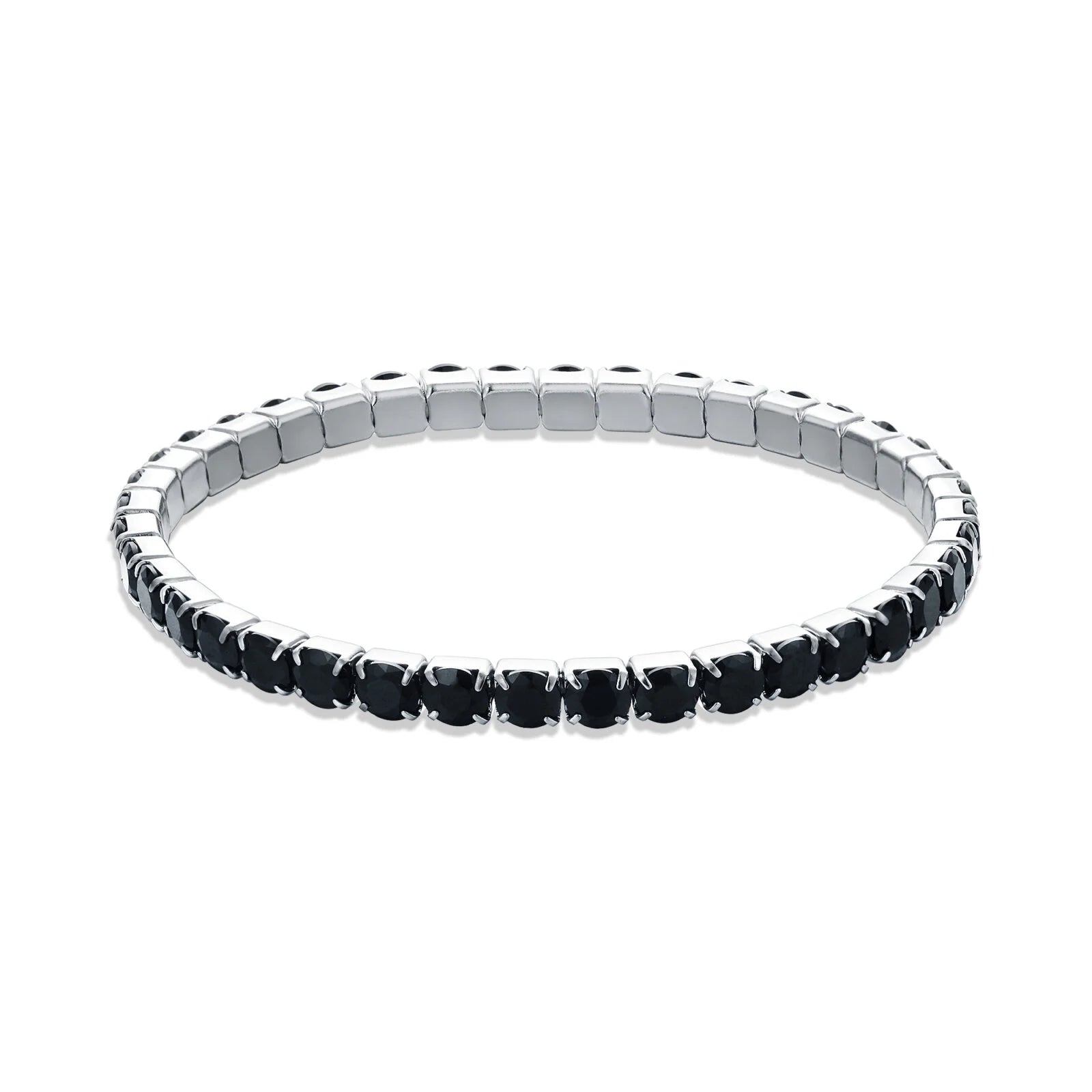 Bracciale tennis donna acciaio Brand silver elastico