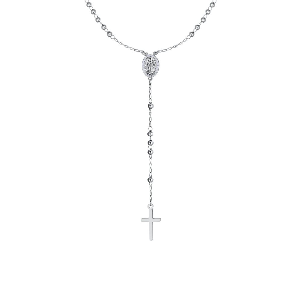 Collana acciaio donna Luca Barra Rosario pendente