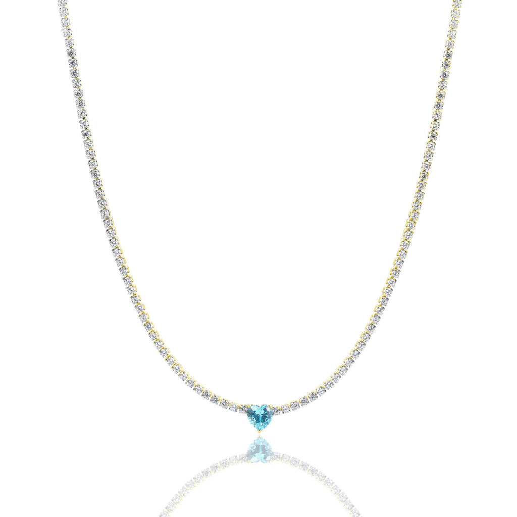 Collana donna acciaio tennis gold cuore Brand