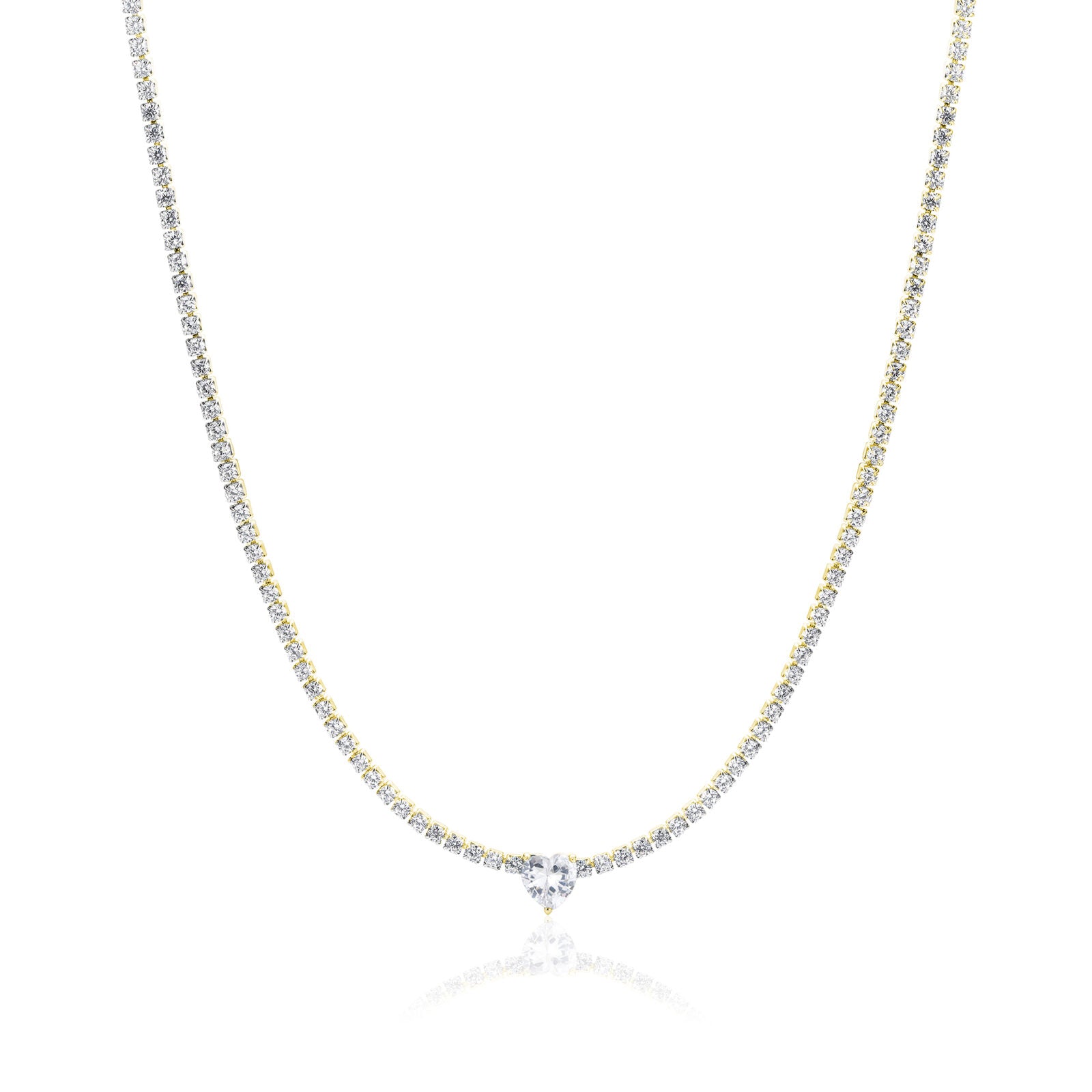 Collana donna acciaio tennis gold cuore Brand