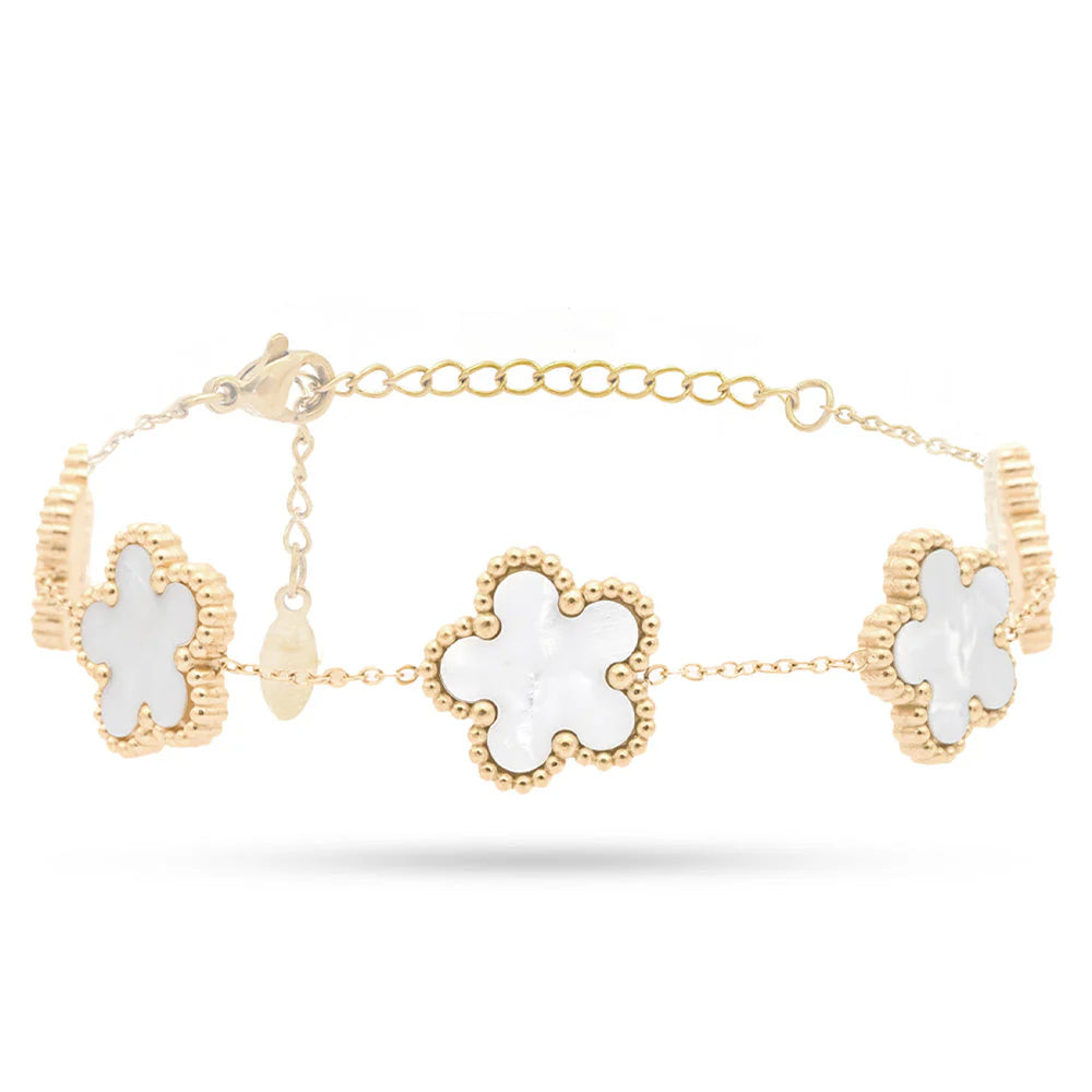 Bracciale donna acciaio Freddy fiori gold