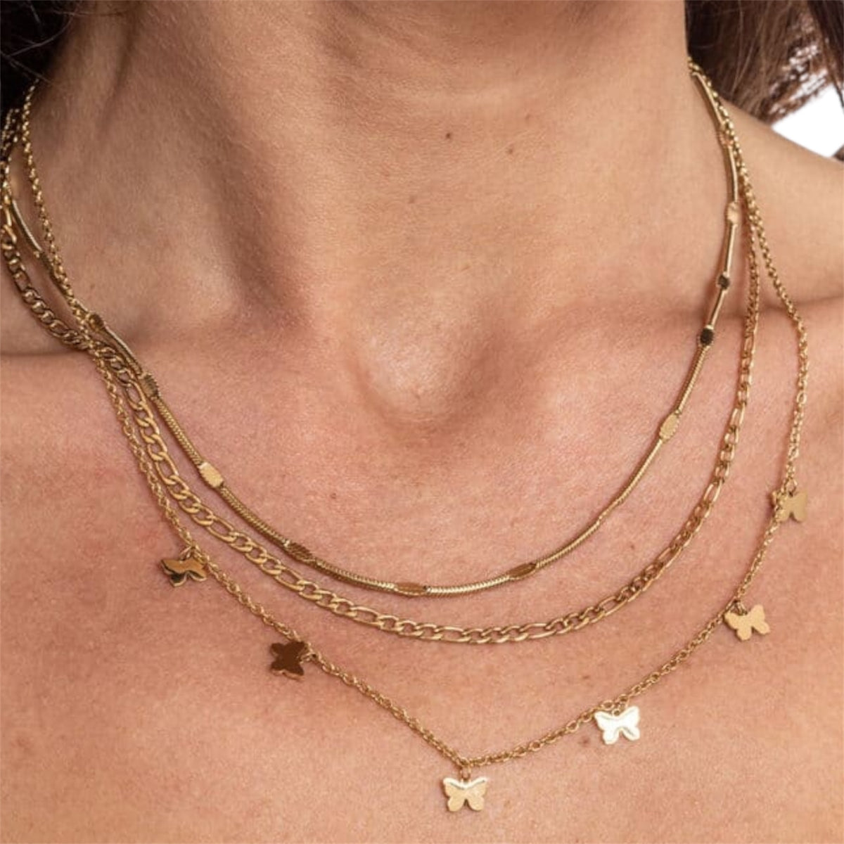 Collana donna acciaio Brand triplo filo 30NK002G