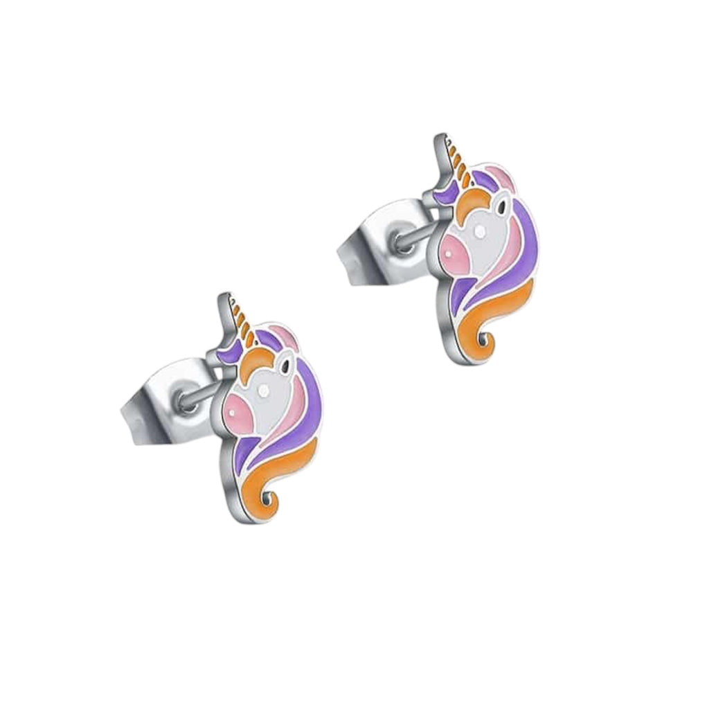 Orecchini bambina acciaio Brand unicorno
