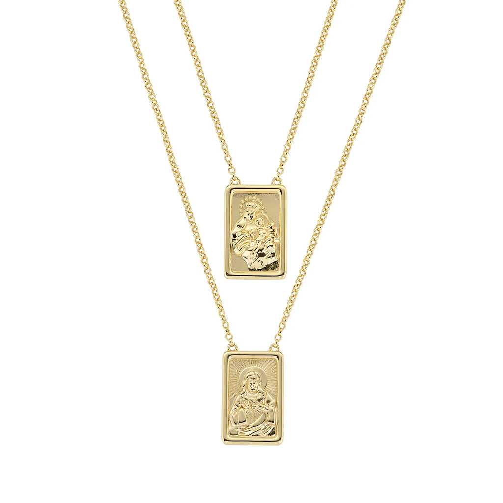 Collana donna Amen scapolare in ottone  placcata  oro  18k OTSCAMAGEG