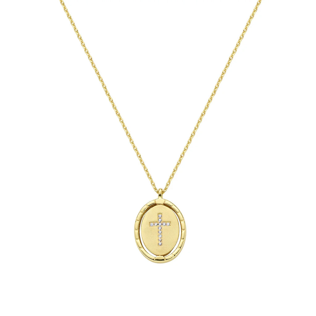 Collana donna Amen crocifisso placcato oro girevole 18k OTCLDOCRIGBZ