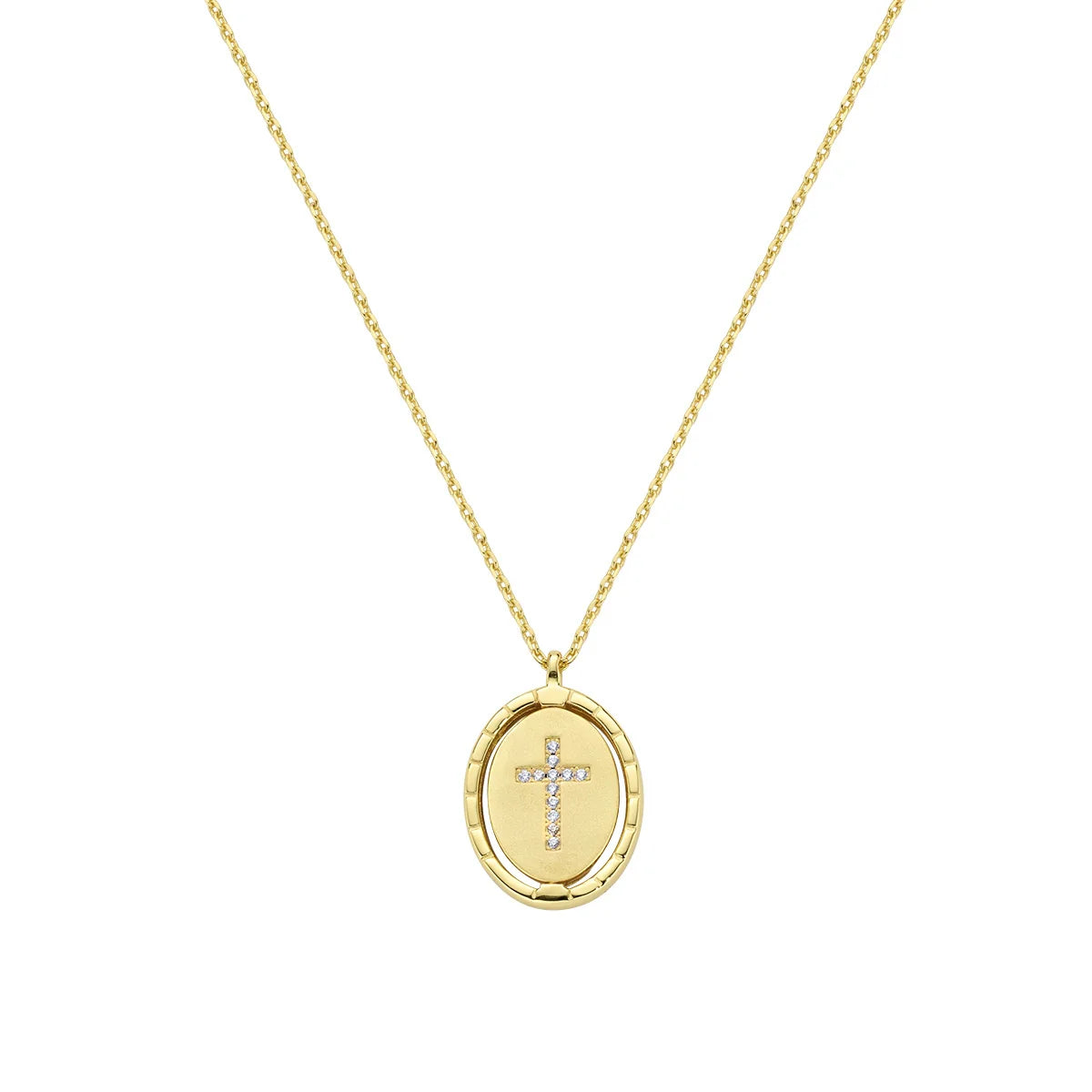 Collana donna Amen crocifisso placcato oro girevole 18k OTCLDOCRIGBZ