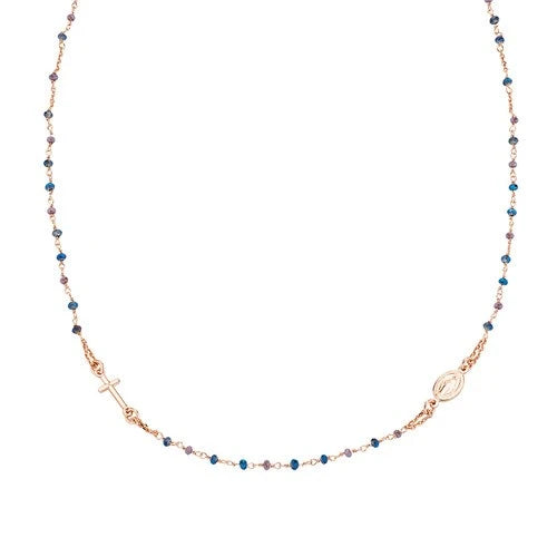 Collana donna argento Amen Rosario girocollo CRO10RBLT03