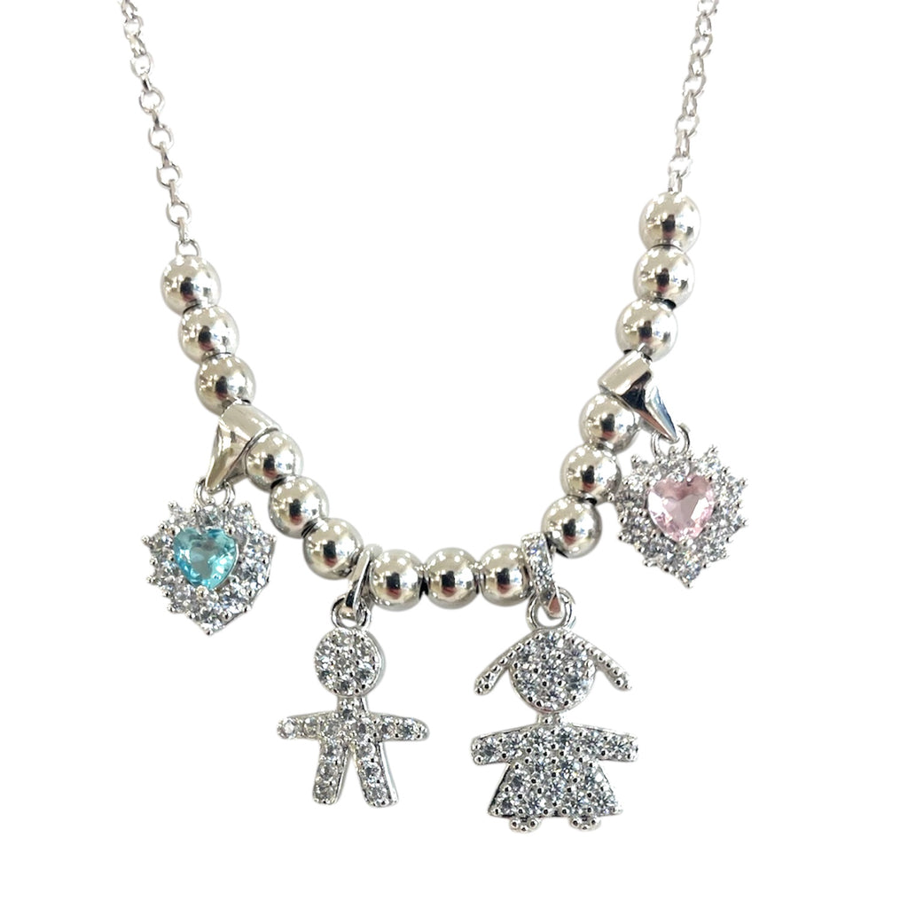 Collana Festa della Mamma  argento figlio + figlia