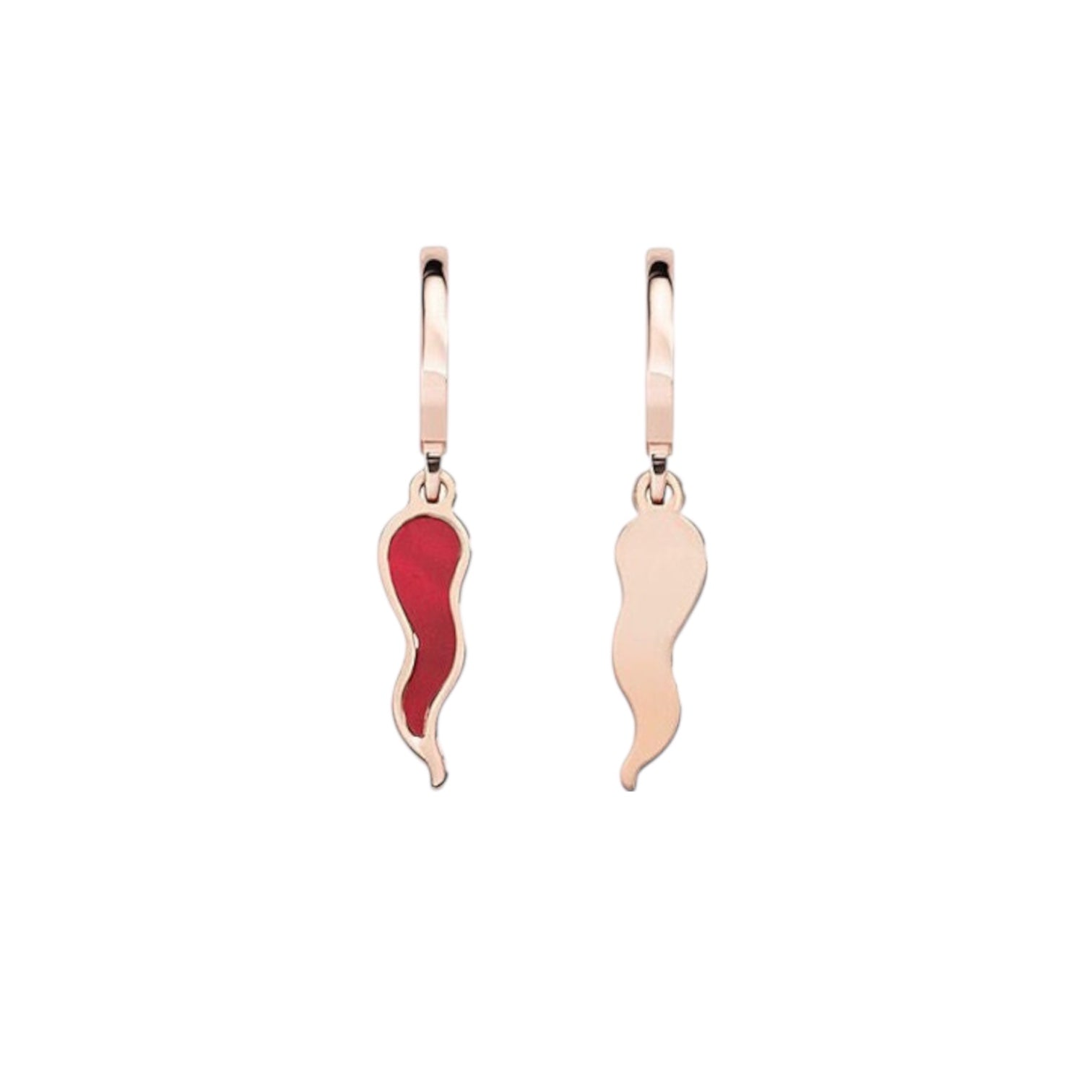 Orecchini donna Amen argento color oro rosa con cornicello