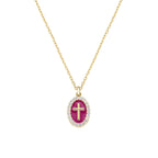 Collana donna Amen croce smaltata placcato oro 18k gold