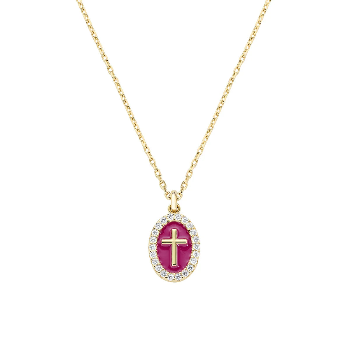 Collana donna Amen croce smaltata placcato oro 18k gold
