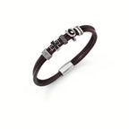 Bracciale uomo argento/pelle Amen BR205