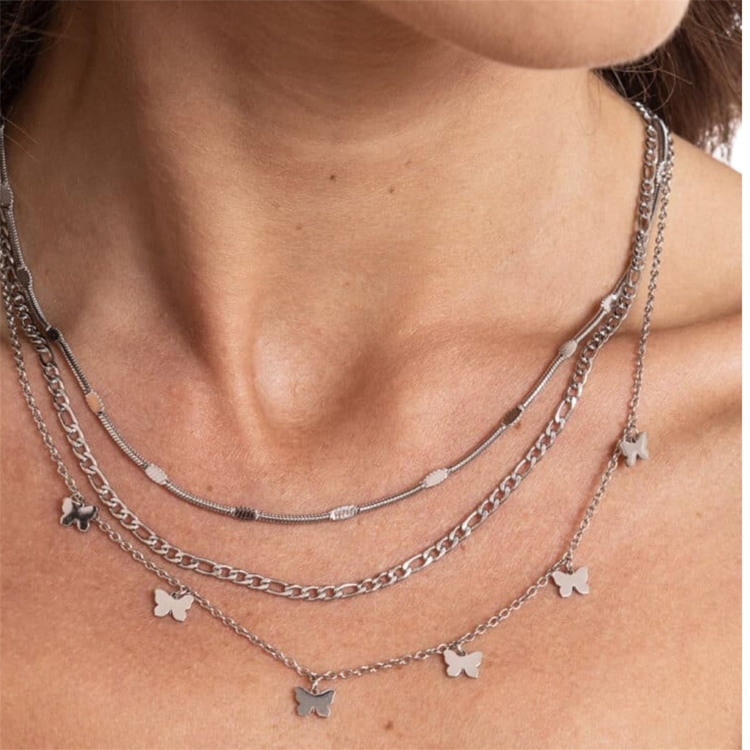Collana donna acciaio Brand triplo filo 30NK002
