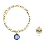 Bracciale acciaio donna Liu Jo con pendente fiore smaltato  oro