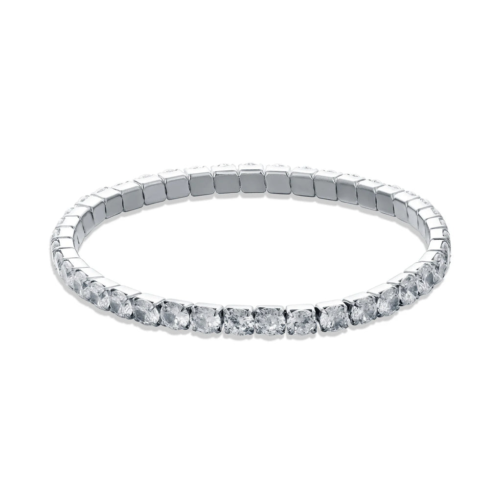 Bracciale tennis donna acciaio Brand silver elastico