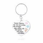 Portachiavi maestra acciaio Brand cuore e disegni