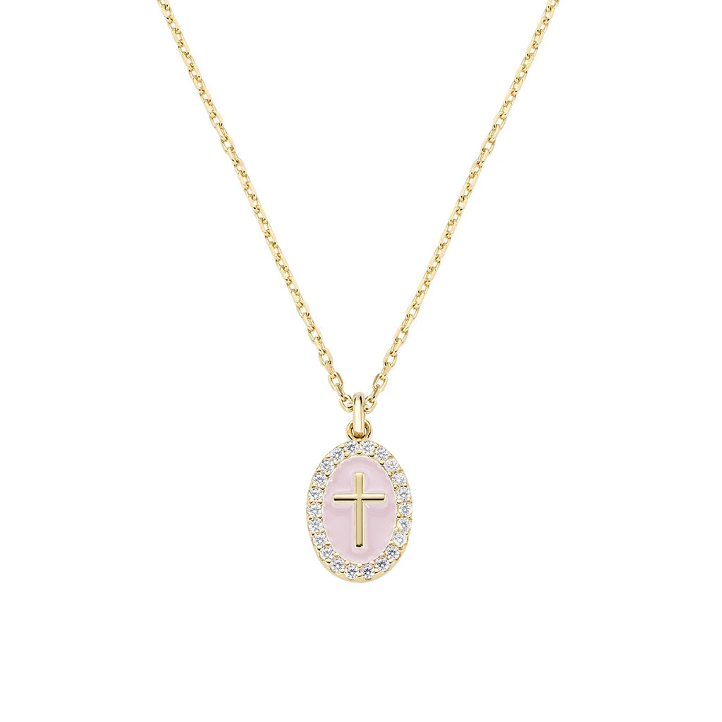 Collana donna Amen croce smaltata placcato oro 18k gold