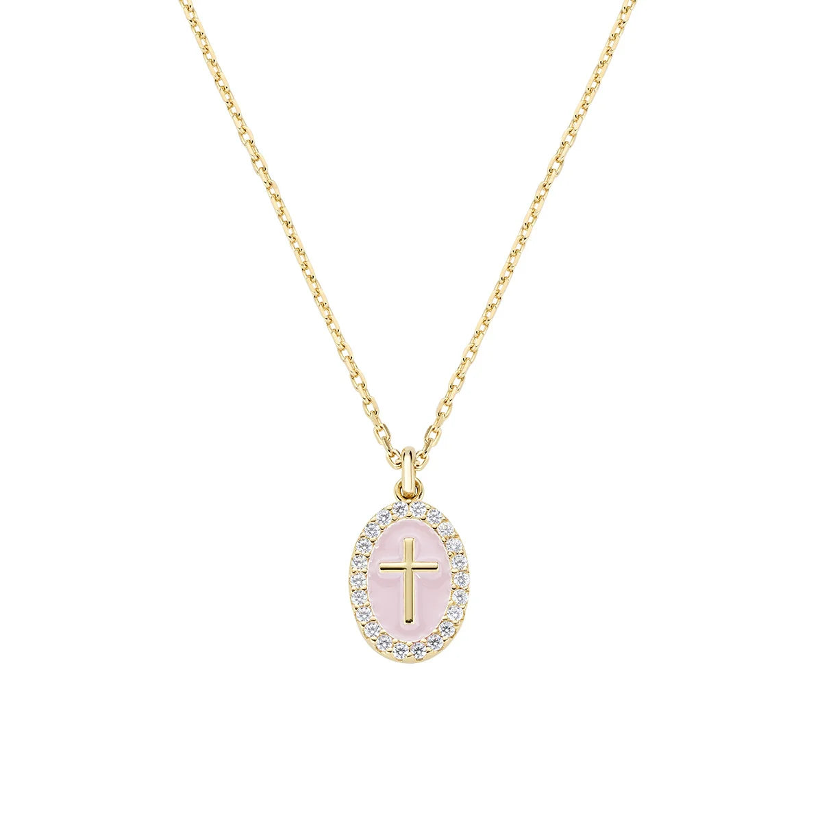Collana donna Amen croce smaltata placcato oro 18k gold