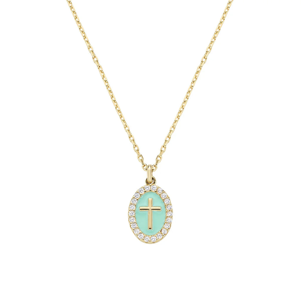 Collana donna Amen croce smaltata placcato oro 18k gold