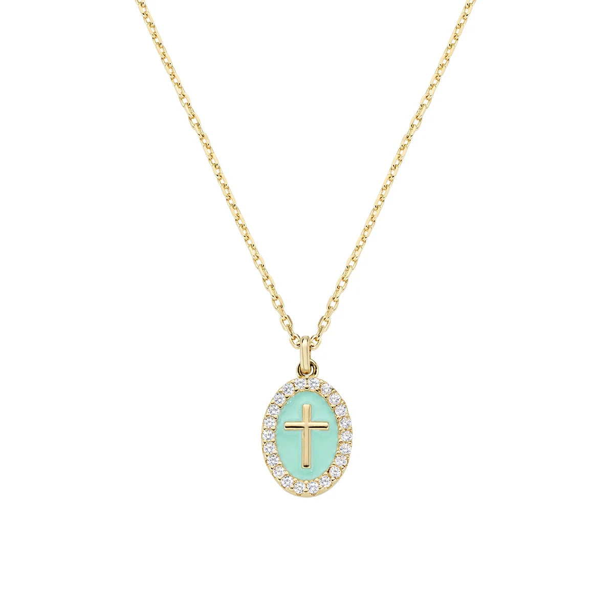 Collana donna Amen croce smaltata placcato oro 18k gold