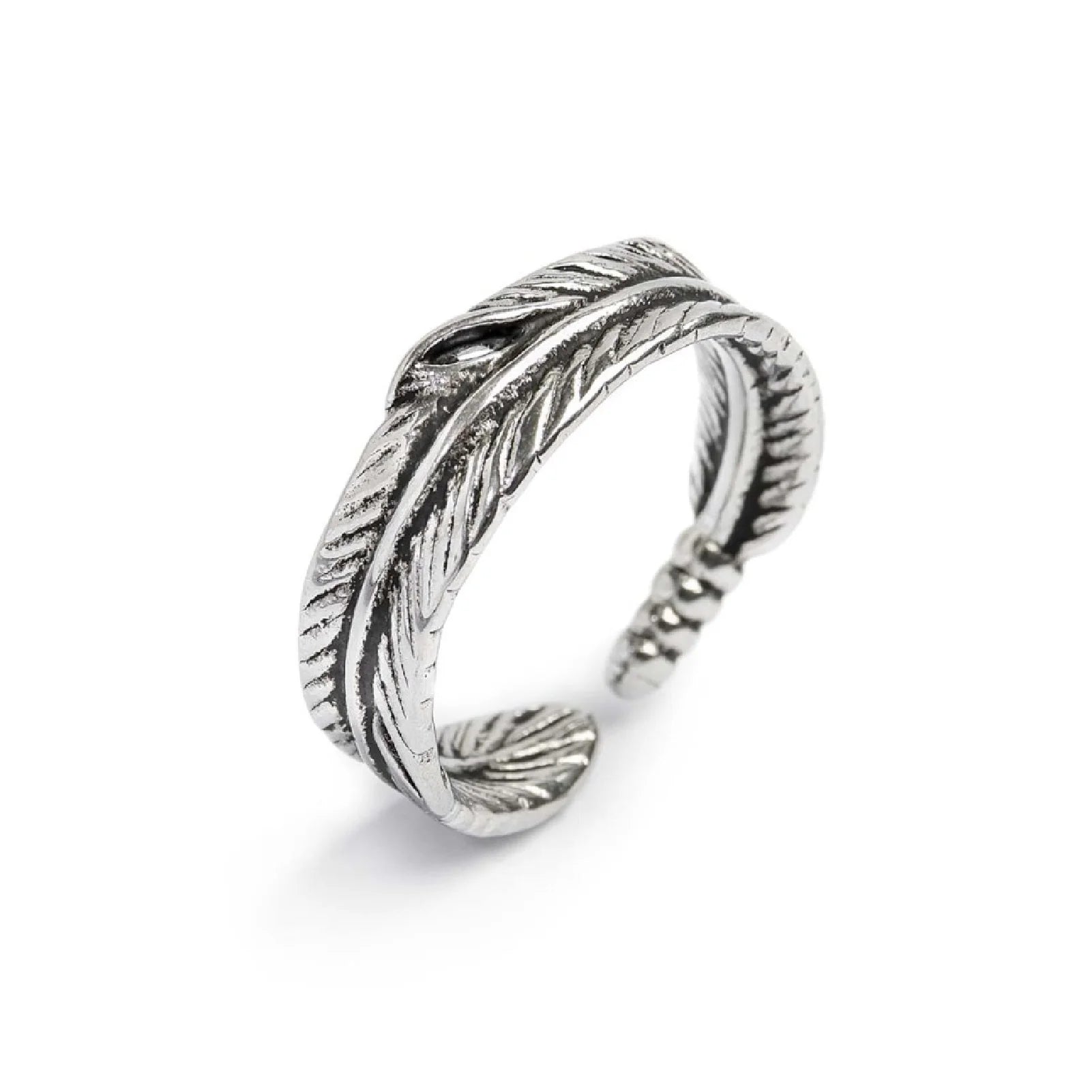 Anello acciaio unisex Marlù a forma di piuma
