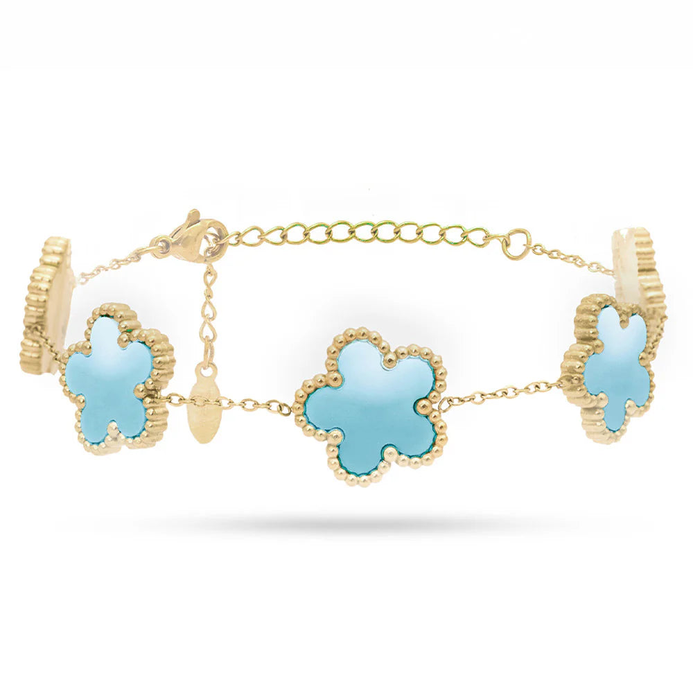 Bracciale donna acciaio Freddy fiori gold