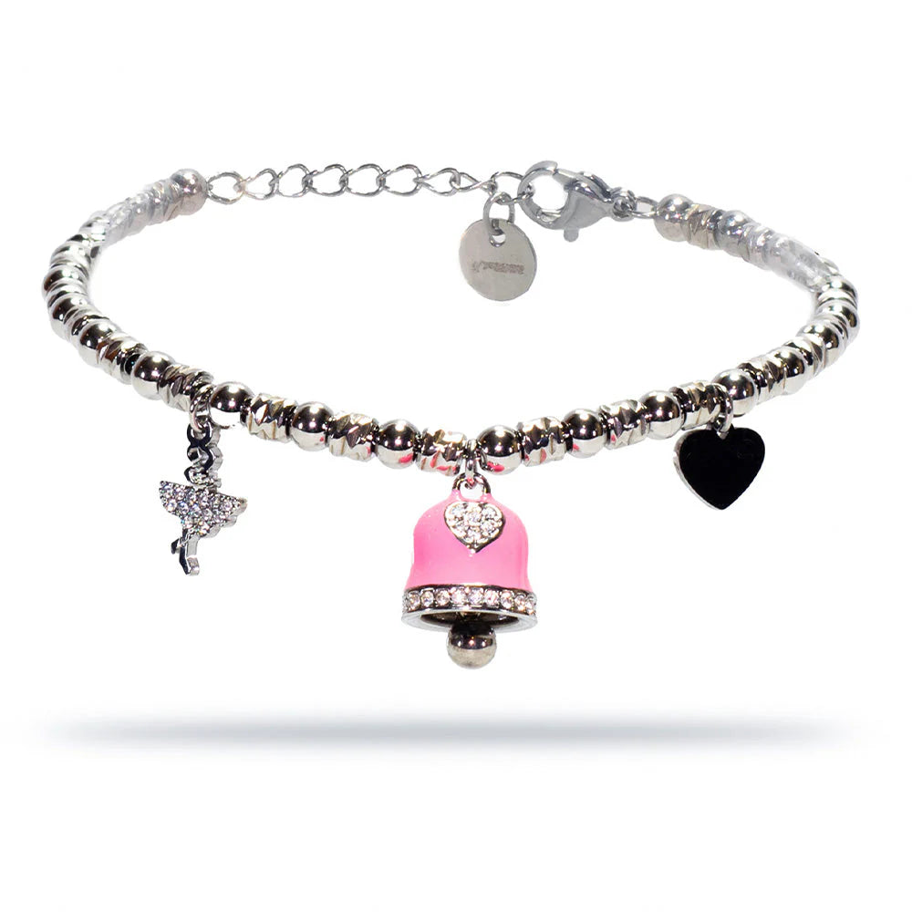 Bracciale donna acciaio Freddy con Campanella e ballerina silver