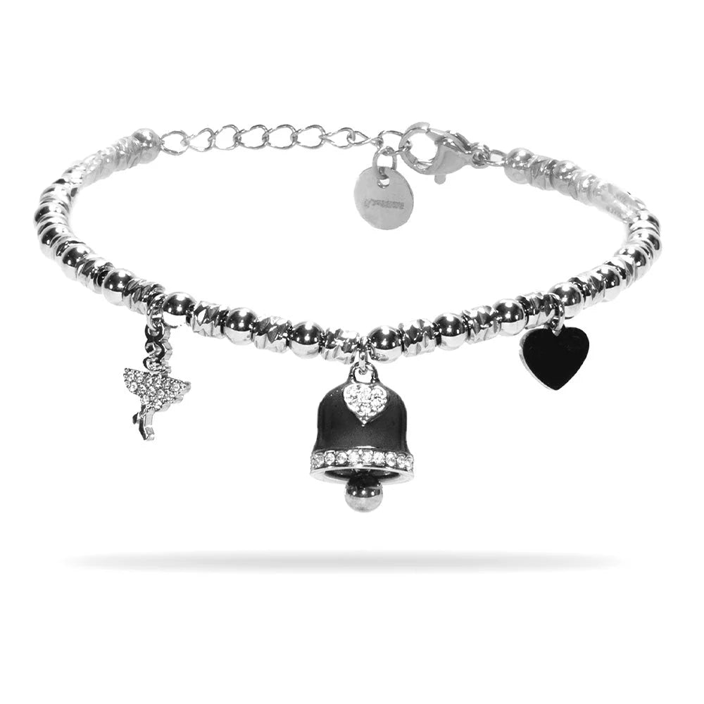 Bracciale donna acciaio Freddy con Campanella e ballerina silver