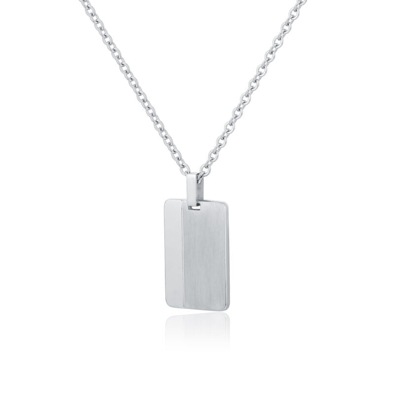 Collana acciaio targhetta Brand