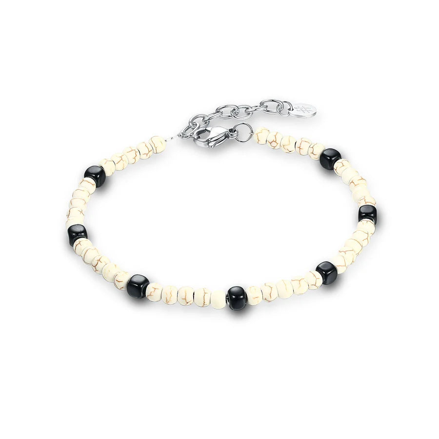 Bracciale acciaio uomo con perline Brand