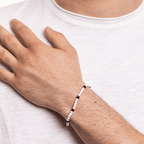 Bracciale acciaio uomo con perline Brand