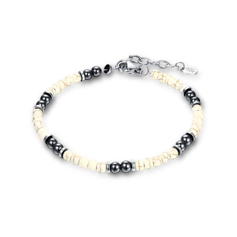 Bracciale acciaio uomo con perline Brand