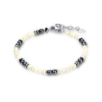 Bracciale acciaio uomo con perline Brand