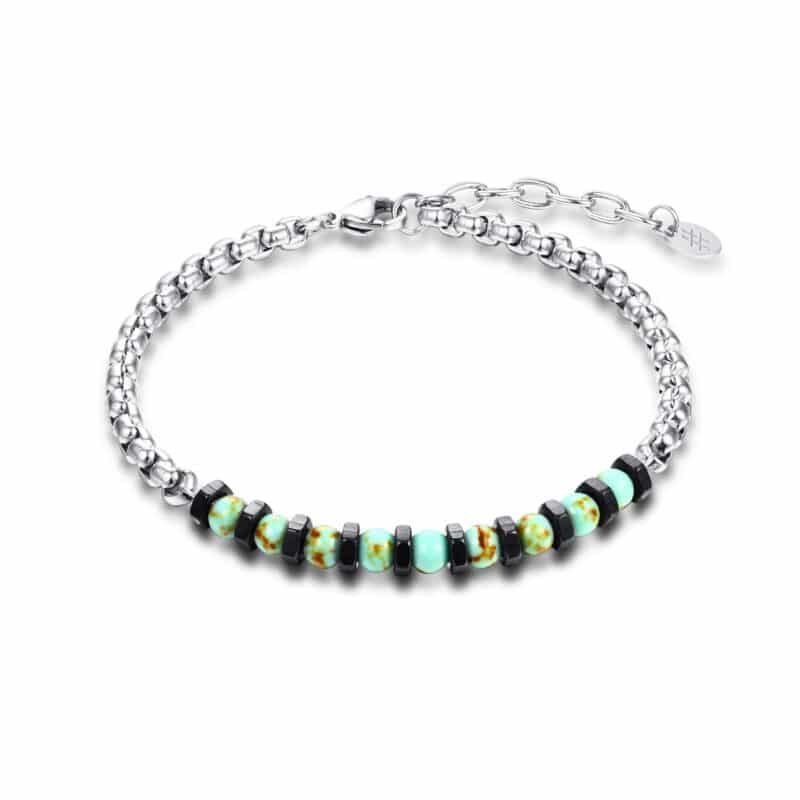Bracciale acciaio uomo con perline Brand