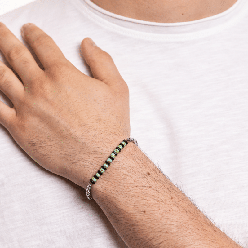 Bracciale acciaio uomo con perline Brand